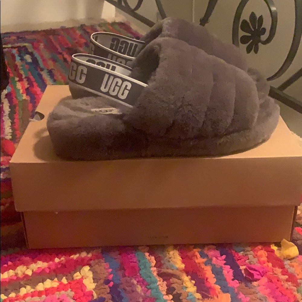 Gray Fluff Yeah UGG Slide